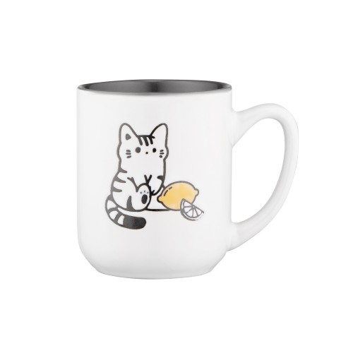 ARDESTO Чашка Cat, 380мл, кераміка, біло-сірий ARDESTO Чашка Cat, 380мл, кераміка, біло-сірий