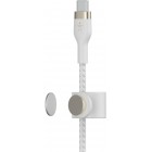 Belkin Кабель USB-C > USB-C заряджання/синхронізації 2м, 60Вт, Type-C, плетений, силіконовий, з ремінцем на магніті, білий
