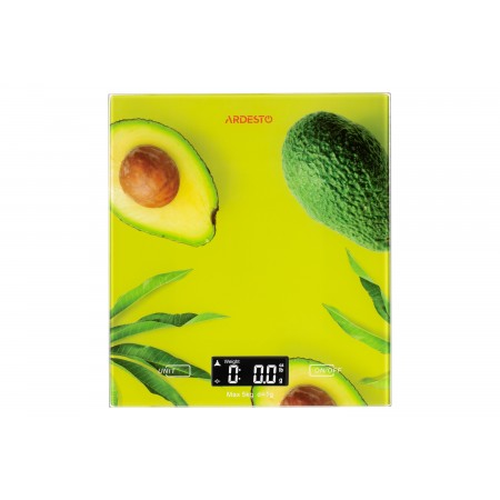 ARDESTO Ваги кухонні AVOCADO, 5кг, 2хААА в комплекті, скло, 