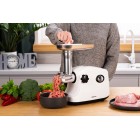 ARDESTO М'ясорубка, 1600Вт, 1.6кг/хв, 3 решітки, насадка для ковбас, кеббе, пластик, білий