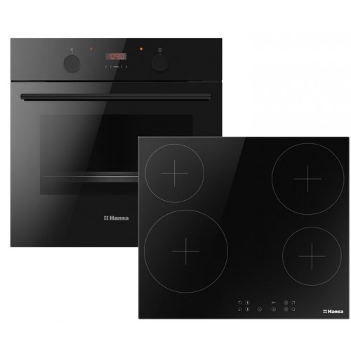Hansa Комплект (духовка електрична + поверхня склокерамічна), чорний