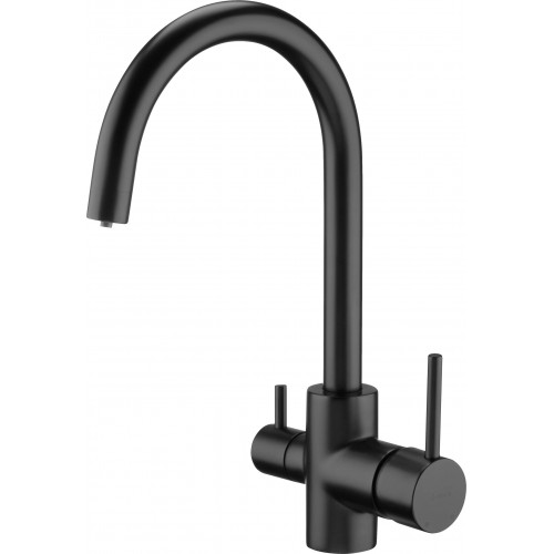 Deante Змішувач для кухні, довж.виливу - 180мм, поворотний, 1+1фільтр, чорний Deante Змішувач для кухні, довж.виливу - 180мм, поворотний, 1+1фільтр, чорний