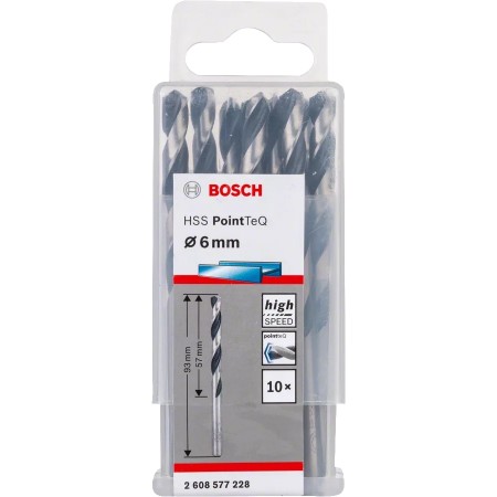 Bosch Свердло металу HSS-PointTeQ, 6х57х93мм, 10шт