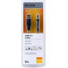 Кабель USB-A > USB-B (AM/BM) синхронізації Belkin 3м, чорний Кабель USB-A > USB-B (AM/BM) синхронізації Belkin 3м, чорний