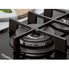 Whirlpool Варильна поверхня газова на склі, 60см, чавун, конфорка з подвійним рядом полум'я, чорний