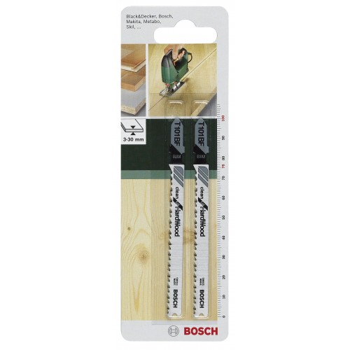 Bosch Полотно пиляльне для електролобзика BiM по дереву, T 101 BF, 2.7х100мм, 2шт Bosch Полотно пиляльне для електролобзика BiM по дереву, T 101 BF, 2.7х100мм, 2шт