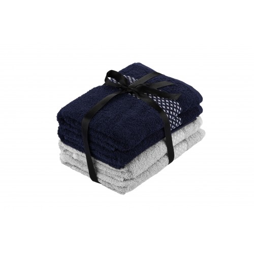 ARDESTO Набір рушників махрових Holiday 4 шт., 50х90см, 2 шт. - індиго, 2 шт. - сріблястий, 100% бавовна