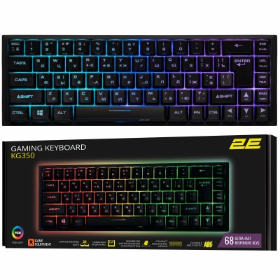 2E Gaming Клавіатура ігрова KG350 RGB 68key USB Black Ukr