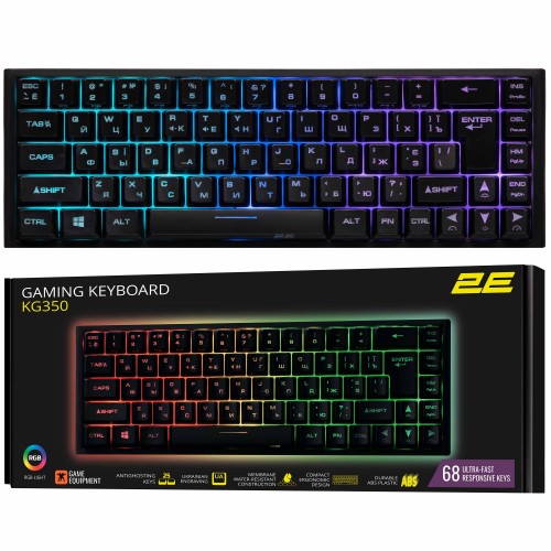 2E Gaming Клавіатура ігрова KG350 RGB 68key USB Black Ukr