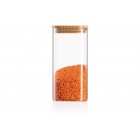 ARDESTO Банка для зберігання Midori, 700мл, скло, бамбук, квадратна, прозорий