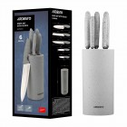 Набір ножів з блоком Ardesto Gemini, 6 предметів, нержавіюча сталь, пластик, сірий Набір ножів з блоком Ardesto Gemini, 6 предметів, нержавіюча сталь, пластик, сірий