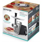 Gorenje М'ясорубка, 1600Вт, 2,2кг/хв, 2 решітки, пластик+метал, чорний