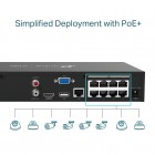 IP-Відеореєстратор TP-LINK VIGI NVR1008H-8MP, 8 каналів Poe, 2xUSB, H265+, 1xHDD, до 16 ТБ, чорний