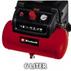 Einhell Компресор безмасляний TC-AC 190/6/8 OF Set, 6 л, 1200 Вт, 190 л/хв Einhell Компресор безмасляний TC-AC 190/6/8 OF Set, 6 л, 1200 Вт, 190 л/хв