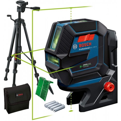 Bosch Нівелір лазерний Professional GCL 2-50 G, до 15 м, ± 0.3 мм/м, з штативом BT 150, тримачем RM 10, чохлом, мішенню, 0.58 кг