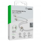 Belkin Кабель USB-C > USB-C заряджання/синхронізації 2м, 60Вт, Type-C, плетений, силіконовий, з ремінцем на магніті, білий