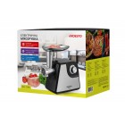 ARDESTO М'ясорубка, 1700Вт, продук.-1.6кг/хв, 2 решітки + для ковб., кеббе, насадка для томатів, пластик+метал, чорно-сріблястий