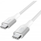 Кабель USB-C > USB-C заряджання/синхронізації Belkin 1м, 240Вт, Type-C, плетений, білий