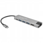 Хаб 2E USB-С > 2хUSB-A 2.0/USB-A 3.0/USB-C PD/HDMI/Ethernet, 0.15м, сірий