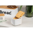 ARDESTO Цукорниця Midori 12х12х11см, 840мл, кераміка, бамбук, біла ARDESTO Цукорниця Midori 12х12х11см, 840мл, кераміка, бамбук, біла