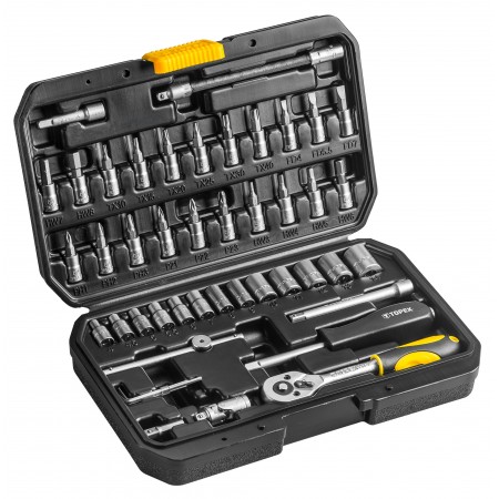 Topex Набір інструменту, Набір торцевих головок, 46 од., 1/4