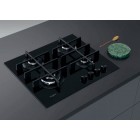 Whirlpool Варильна поверхня газова на склі, 60см, чавун, конфорка з подвійним рядом полум'я, чорний