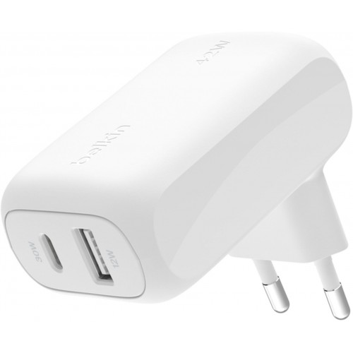 Belkin Зарядний пристрій мережевий 42Вт USB-C PD PPS 30Вт, USB-A 12Вт, білий