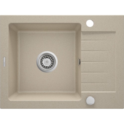 Deante Мийка кухонна Zorba, граніт, прямокутник, з крилом, 580х440х164мм, чаша - 1, накладна, пісок