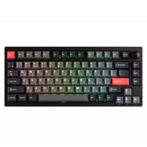 Lemokey Клавіатура механічна P1 Pro 84Key, Keychron Super Banana, WL/BT/USB-A, QMK/VIA, Hot-Swap, EN/UKR, RGB, Knob, Carbon Black
