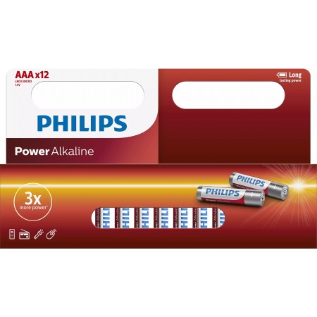 Philips Батарейка Power Alkaline AAA лужна блістер, 12 шт