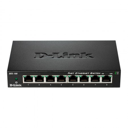 D-Link Комутатор DES-108 8xFE, Некерований, Метал