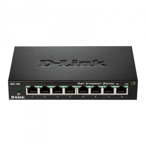 D-Link Комутатор DES-108 8xFE, Некерований, Метал
