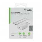 Belkin Зарядний пристрій мережевий 25Вт USB-С PD PPS, кабель USB-С > USB-C, 1м, PVC, білий Belkin Зарядний пристрій мережевий 25Вт USB-С PD PPS, кабель USB-С > USB-C, 1м, PVC, білий
