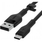 Кабель USB-A > USB-C заряджання/синхронізації Belkin 1м, 15Вт, Type-C, силіконовий з кліпсою, чорний