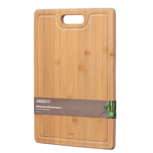 ARDESTO Дошка кухонна з жолобом Midori, 33х24х1.5см, бамбук ARDESTO Дошка кухонна з жолобом Midori, 33х24х1.5см, бамбук