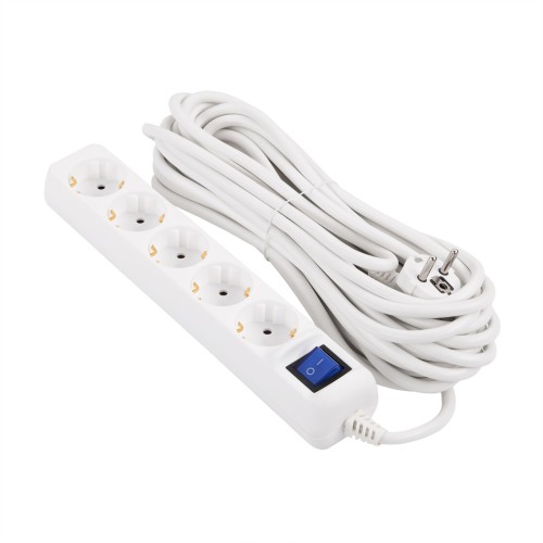 2E Подовжувач мережевий 5хТип F, 3х1.5мм кв, 16A, 10м, білий 2E Подовжувач мережевий 5хТип F, 3х1.5мм кв, 16A, 10м, білий