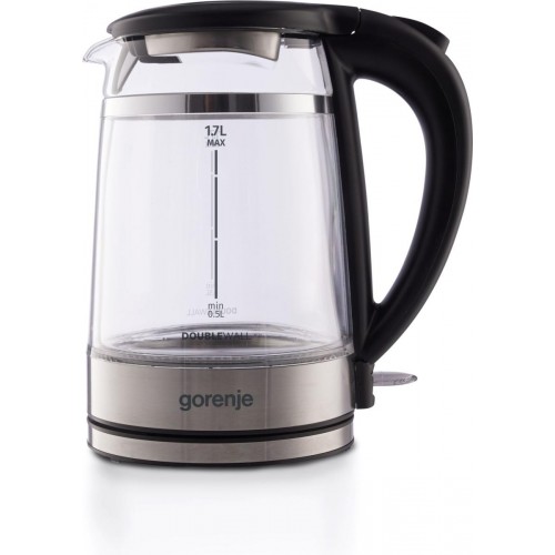 Gorenje Електрочайник 1.7л, 2,200 Вт, strix контроль, скло, чорний