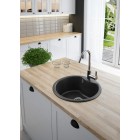 Deante Мийка кухонна Solis, граніт, круг, без крила, 480х480х194мм, чаша - 1, накладна, графіт Deante Мийка кухонна Solis, граніт, круг, без крила, 480х480х194мм, чаша - 1, накладна, графіт