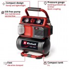 Einhell Компресор повітряний TE-AC 18/75 Li OF - Solo, акумуляторний 18В PXC, 8бар, 75л/хв, бак 5л, 7.76кг, (без АКБ та ЗП)