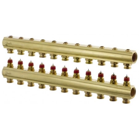 Danfoss Колектор FHF 11+11 без ротаметрів, латунний