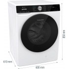 Gorenje Пральна машина фронтальна, 10кг, 1400, A+++, 60см, дисплей, інвертор, пара, Wi-Fi, підсвітка барабану, білий