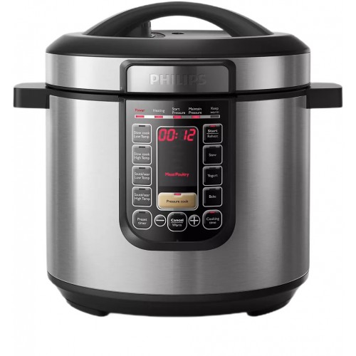 Philips Мультиварка Viva Collection 1300Вт, чаша-6л, електр. керування , 15 авто. программ, нержав.сталь, платик, чорний