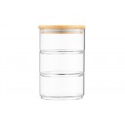 ARDESTO Набір ємностей для зберігання Midori, 3 х 400 мл, боросилікатне скло, бамбук