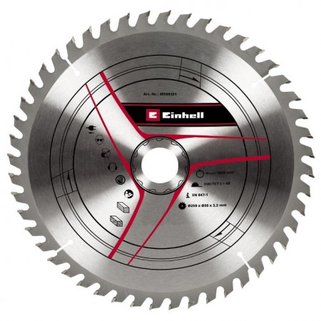 Einhell Диск пильний TCT KWB до торцової пилки, 250х30 мм, 4