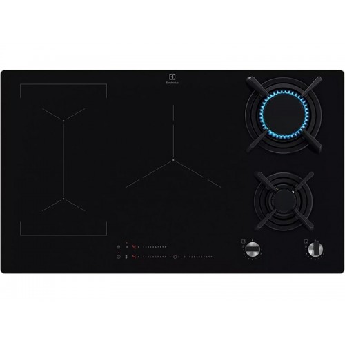 Electrolux Варильна поверхня комбінована (2 газ + 3 інд), 90см, розширена зона, чавун, чорний