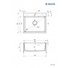 Deante Мийка кухонна Andante, граніт, прямокутник, без крила, 600х520х210мм, чаша - 1, накладна, графіт Deante Мийка кухонна Andante, граніт, прямокутник, без крила, 600х520х210мм, чаша - 1, накладна, графіт