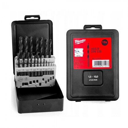 Milwaukee Набір свердел по металу HSS-R, 19шт, 1-10мм, кейс