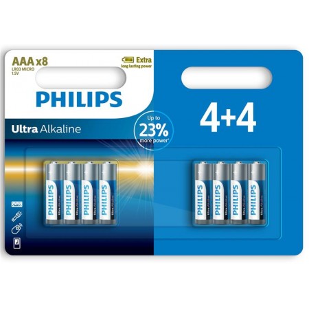 Philips Батарейка Ultra Alkaline лужна AAA блістер, 8 шт