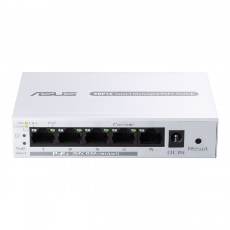 ASUS Комутатор ExpertWiFi EBP15 5xGE (4xPoE), 60Вт, Керовани