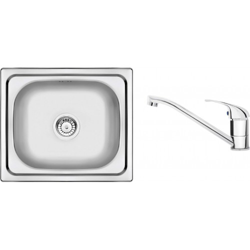 Deante Набір для кухні Doppio, стальна мийка ZEN_X103 + зміш. BYU_060M, сталь